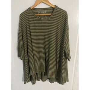 We the Free tunic top women XS/S olive green striped linen cotton oversized boho